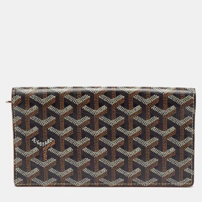 Pre-owned Goyard Ine Coated Canvas And Leather Wallet In Black