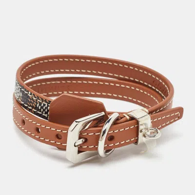Pre-owned Goyard Ine Coated Canvas And Leather Wrap Edmond Bracelet In Black