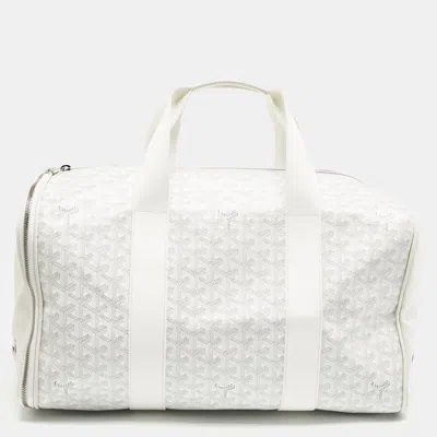 Pre-owned Goyard Ine Coated Canvas And Mesh Voltigeur Pet Carrier Bag In White