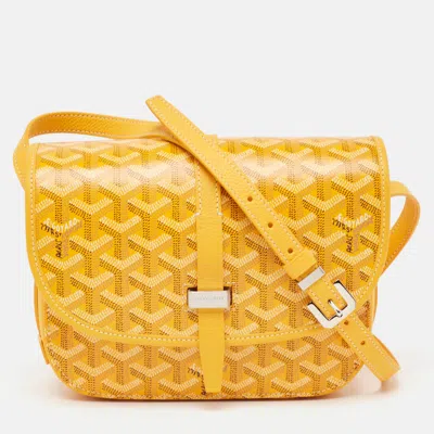 Pre-owned Goyard Ine Coated Canvas Belvedere Pm Bag In Yellow
