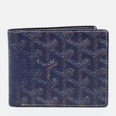 Pre-owned Goyard Ine Coated Canvas Bifold Wallet In Blue