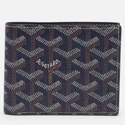 Pre-owned Goyard Ine Coated Canvas Bifold Wallet In Navy Blue