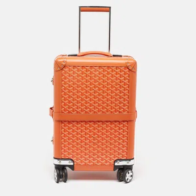 Pre-owned Goyard Ine Coated Canvas Bourget Pm Trolley Case In Orange