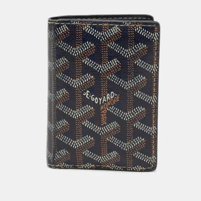 Pre-owned Goyard Ine Coated Canvas Card Holder In Blue
