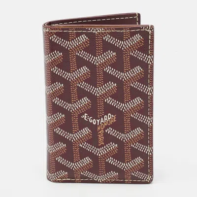 Pre-owned Goyard Ine Coated Canvas Card Holder In Burgundy