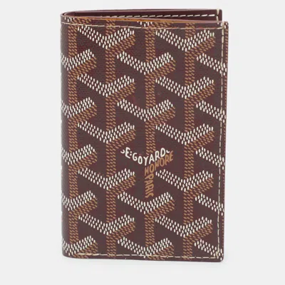 Pre-owned Goyard Ine Coated Canvas Card Holder In Burgundy