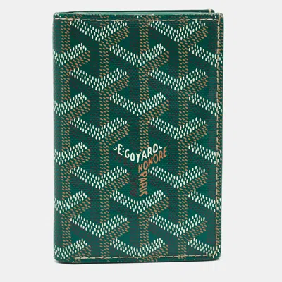 Pre-owned Goyard Ine Coated Canvas Card Holder In Green