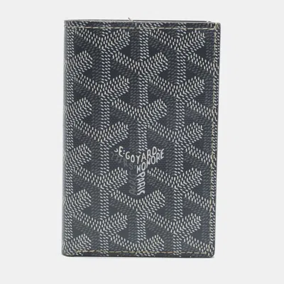Pre-owned Goyard Ine Coated Canvas Card Holder In Grey