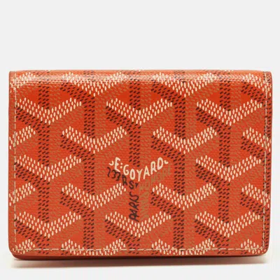 Pre-owned Goyard Ine Coated Canvas Card Holder In Orange