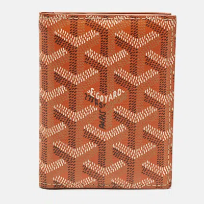 Pre-owned Goyard Ine Coated Canvas Card Holder In Orange