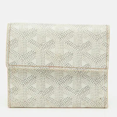Pre-owned Goyard Ine Coated Canvas Card Holder In White