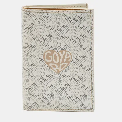 Pre-owned Goyard Ine Coated Canvas Card Holder In White
