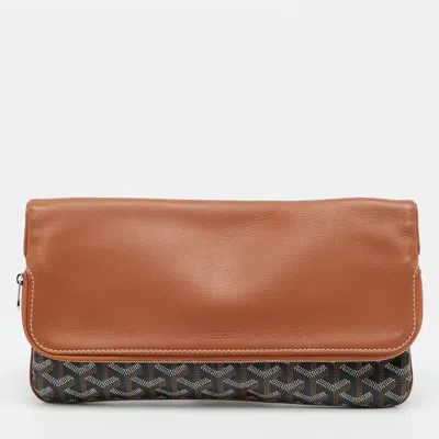Pre-owned Goyard Ine Coated Canvas Clutch In Brown
