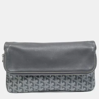 Pre-owned Goyard Ine Coated Canvas Clutch In Gray