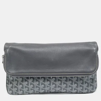 Pre-owned Goyard Ine Coated Canvas Clutch In Gray