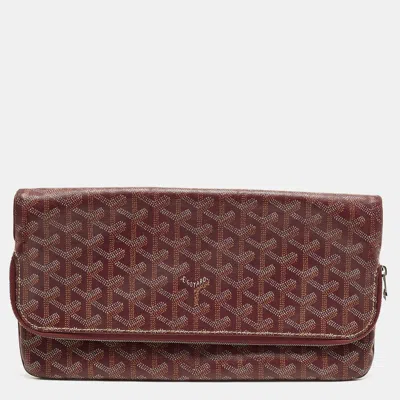 Pre-owned Goyard Ine Coated Canvas Clutch In White