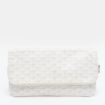 Pre-owned Goyard Ine Coated Canvas Clutch In White