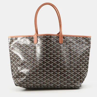 Pre-owned Goyard Ine Coated Canvas Leather Shoulder Bag In Black