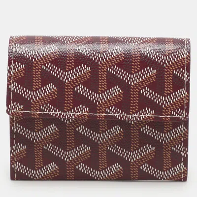 Pre-owned Goyard Ine Coated Canvas Marigny Wallet In Burgundy