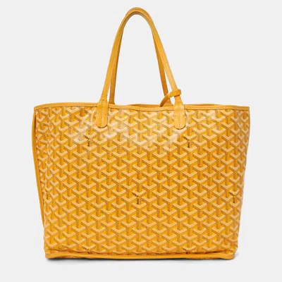 Pre-owned Goyard Ine Coated Canvas Reversible Anjou Gm Tote With Pouch In Yellow