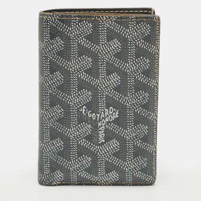 Pre-owned Goyard Ine Coated Canvas Saint Pierre Card Holder In Gray