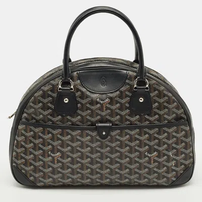 Pre-owned Goyard Ine Coated Canvas St. Jeanne Mm Bowler Bag In Black