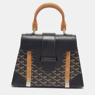 Pre-owned Goyard Ine Coated Canvas Top Handle Bag In Black