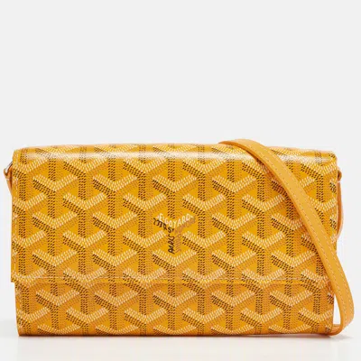 Pre-owned Goyard Ine Coated Canvas Varenne Continental Wallet In Yellow