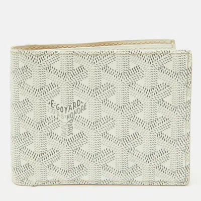 Pre-owned Goyard Ine Coated Canvas Victoire Bifold Wallet In White