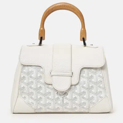 Pre-owned Goyard Ine Mini Saigon Bag With Strap In White
