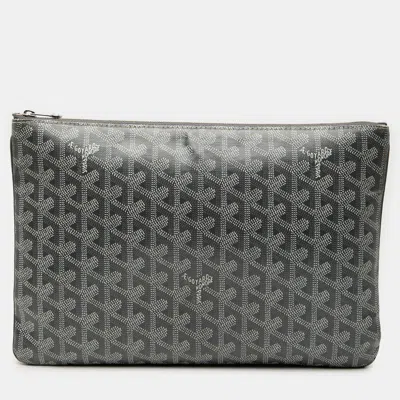 Pre-owned Goyard Ine Senat Coated Canvas Grey Clutche Mm In Gray