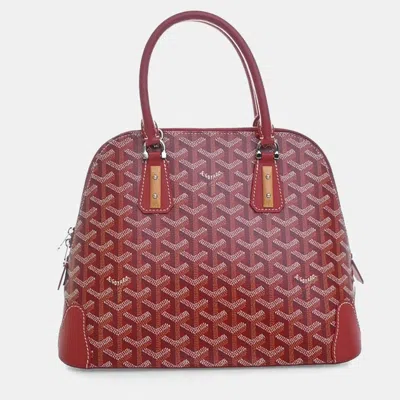 Pre-owned Goyard Ine Vendome Red Coated Canvas Mini Handbag Palladium Finish