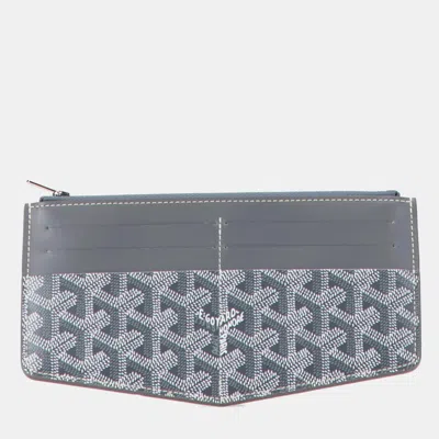 Pre-owned Goyard Insert Louise Business Card Case/card Holder Gray Leather