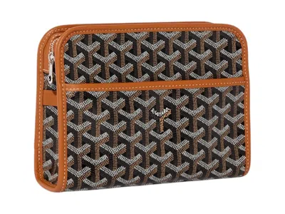 Pre-owned Goyard Jouvence Toiletry Bag Pm In Black/tan In Multi