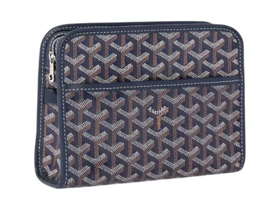 Pre-owned Goyard Jouvence Toiletry Bag Pm In Navy Blue