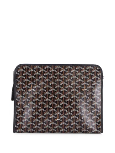 Pre-owned Goyard Jouvence Toiletry Coated Canvas Gm Pouch In Black