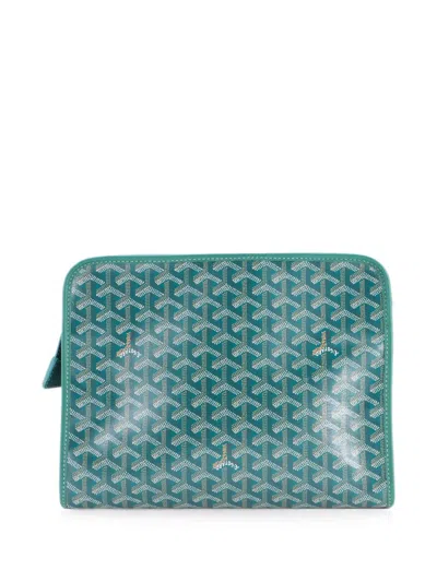 Pre-owned Goyard Jouvence Toiletry Coated Canvas Gm Pouch In Green
