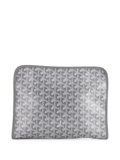 Pre-owned Goyard Jouvence Toiletry Coated Canvas Gm Pouch In Grey
