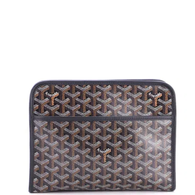 Pre-owned Goyard Jouvence Toiletry Pouch Coated Canvas Mm In Black