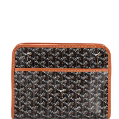 Pre-owned Goyard Jouvence Toiletry Pouch Coated Canvas Mm In Brown