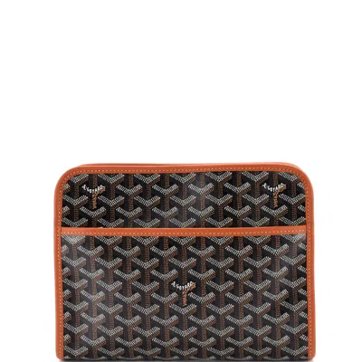 Pre-owned Goyard Jouvence Toiletry Pouch Coated Canvas Mm In Brown