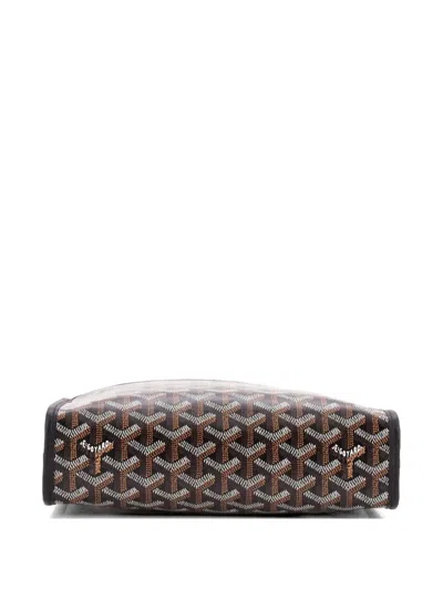 Pre-owned Goyard Jouvence Toiletry Pouch Coated Canvas Mm Clutch Bag In Black