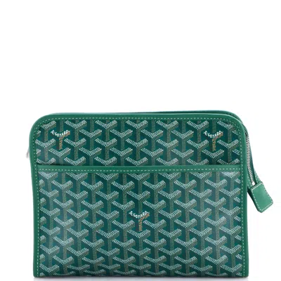 Pre-owned Goyard Jouvence Toiletry Pouch Coated Canvas Mm In Green