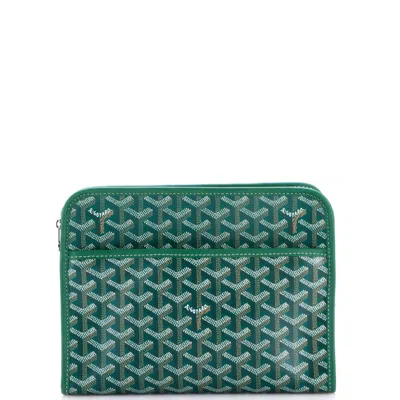 Pre-owned Goyard Jouvence Toiletry Pouch Coated Canvas Mm In Green