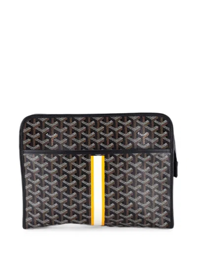 Pre-owned Goyard Jouvence Toiletry Printed Coated Canvas Gm Pouch In Black