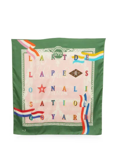 Pre-owned Goyard L'art De La Personnalisation Scarf In Green