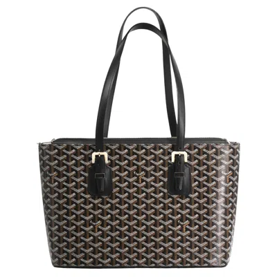 Pre-owned Goyard Leather And Canvas Shoulder, New In Black