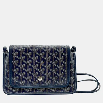 Pre-owned Goyard Leather Navy Brown White Shoulder Bag In Navy Blue