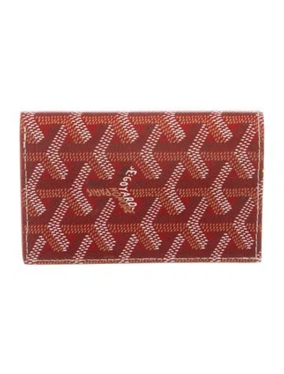 Pre-owned Goyard Leather Printed Card Holder In Red