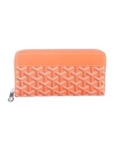 Pre-owned Goyard Leather Printed Continental Wallet In Orange